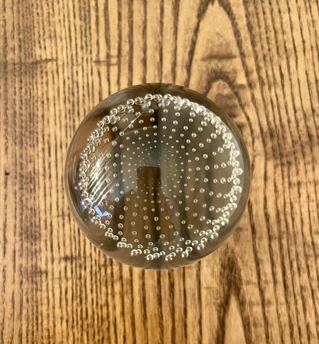 Murano-Large MCM Bullicante Glass Paperweight with Concentric Controlled Bubbles