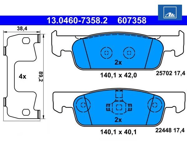 Bremsbelagsatz, Scheibenbremse Ate 13.0460-7358.2 FüR Dacia-image