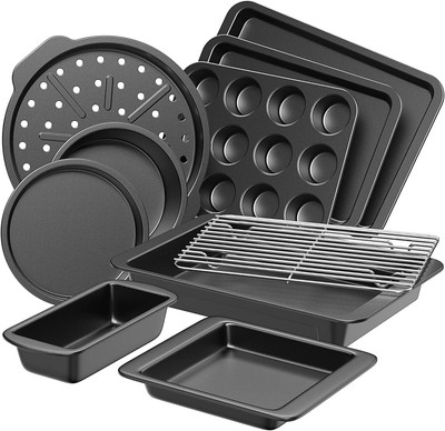 10Pcs Premium Non Stick  Oven Tray Sheet Baking Cake Tin Pan Multiple Sets