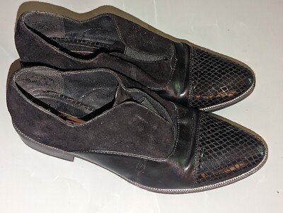 Tamaris Women's 37 / US 6.5-7 Black Leather Block Heel Loafer Shoes