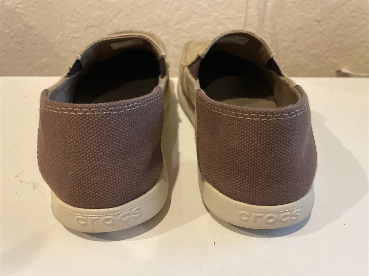 靴 crocs Santa Cruz khaki Crocs Santa Cruz Loafer Shoes Mens Size 8 Khaki Canvas Slip