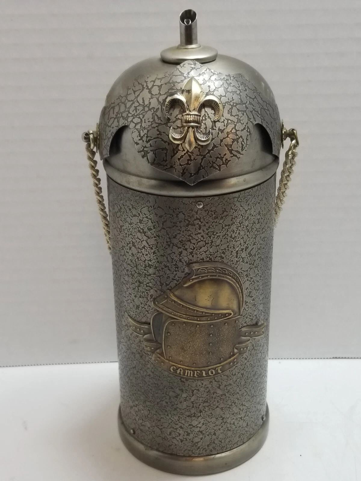 Vintage Olive Avocado Oil Vinager dispenser Camelot King Arthur Medieval Decor