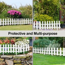 4X Garden Lawn Grass Edging Picket Border Panel Plastic Effect Wall Fence White