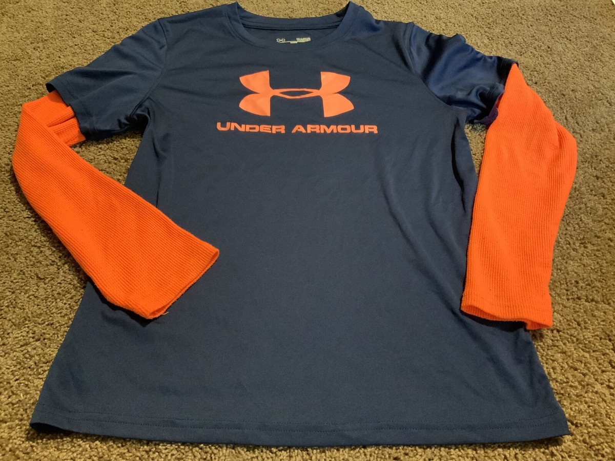 Boys UNDER ARMOUR HEAT GEAR Long Sleeve Athletic Shirt YLG loose