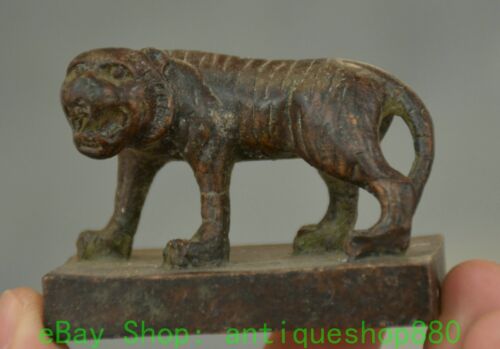 '' Old Pure Bronze 12 Zodiac Year Animal Tiger Seal Stamp Signet Statue  | eBay