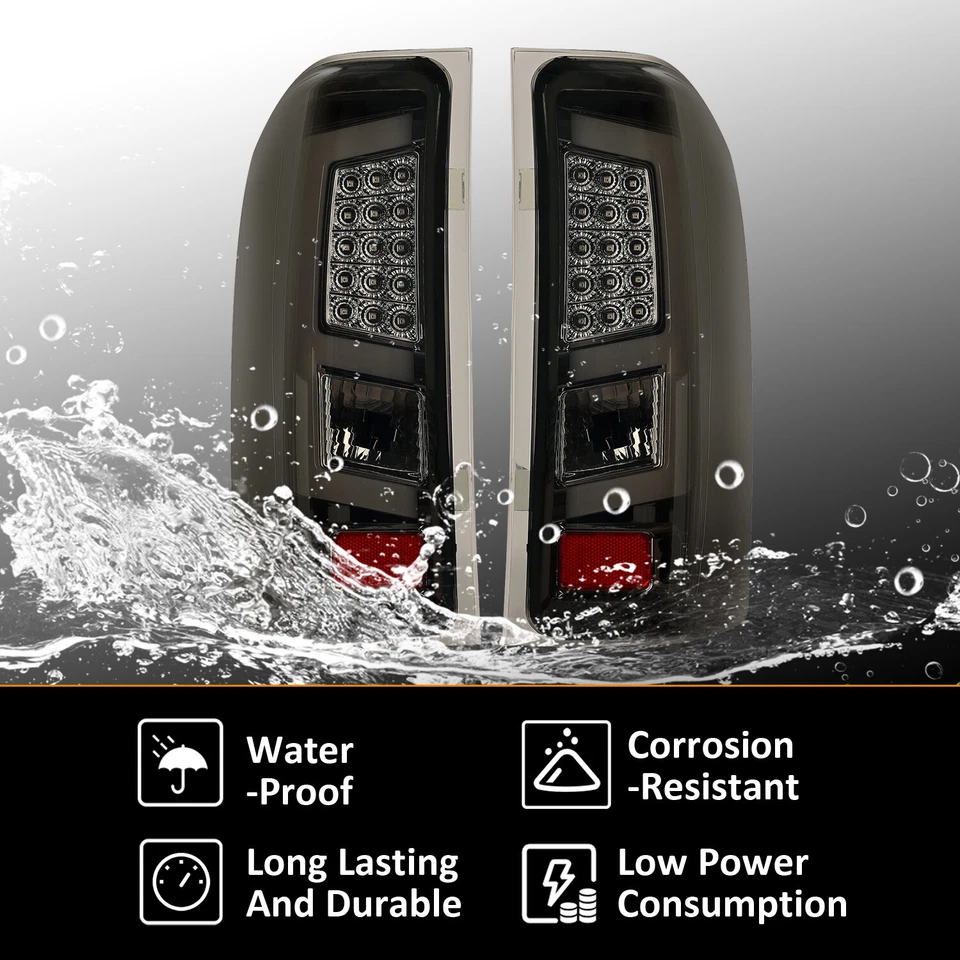 Luces traseras de tubo LED para 07-13 Chevy Silverado 1500 2500 3500 luces de freno DOT Foto 3 de 4