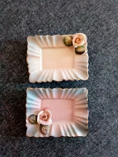 Two sweet little porcelain ashtrays.  Vintage mid century.