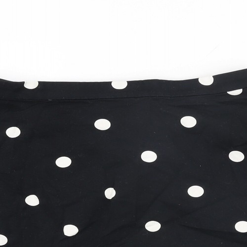 H&M Womens Black Polka Dot Cotton Skater Skirt Size 12 Zip - Picture 3 of 10