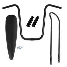 20" VINTAGE LOWIRDER ALL SOLID BLACK BANANA SEAT W/ GRIPS, SISSYBAR & HANDLEBAR