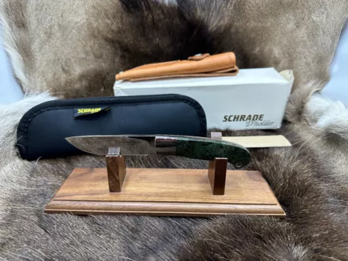 Schrade D'Holder SDH1 Fixed Blade Hunting Knife Green Handle & Sheath Mint Box