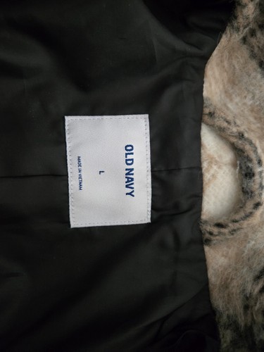Old Navy Damen Oversized Soft-Brushed Karo Mantel schwarz beige weiß Gr. L - Bild 5 von 7