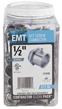 Halex 12101B EMT ZINC SET SCREW CONNECTOR 50/CCP 1/2" Silver