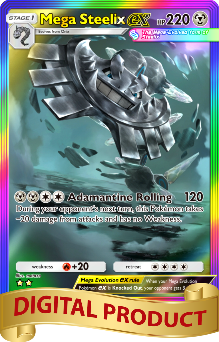 steelix ex pokemon card Pokemon Pocket TCG Card 2 Star Full Art Rainbow Mega Steelix EX Crimson  Blaze