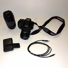 Canon EOS Rebel SL1 18MP Black DSLR Kit w/ 2 Lenses, Strap, Charger, USB