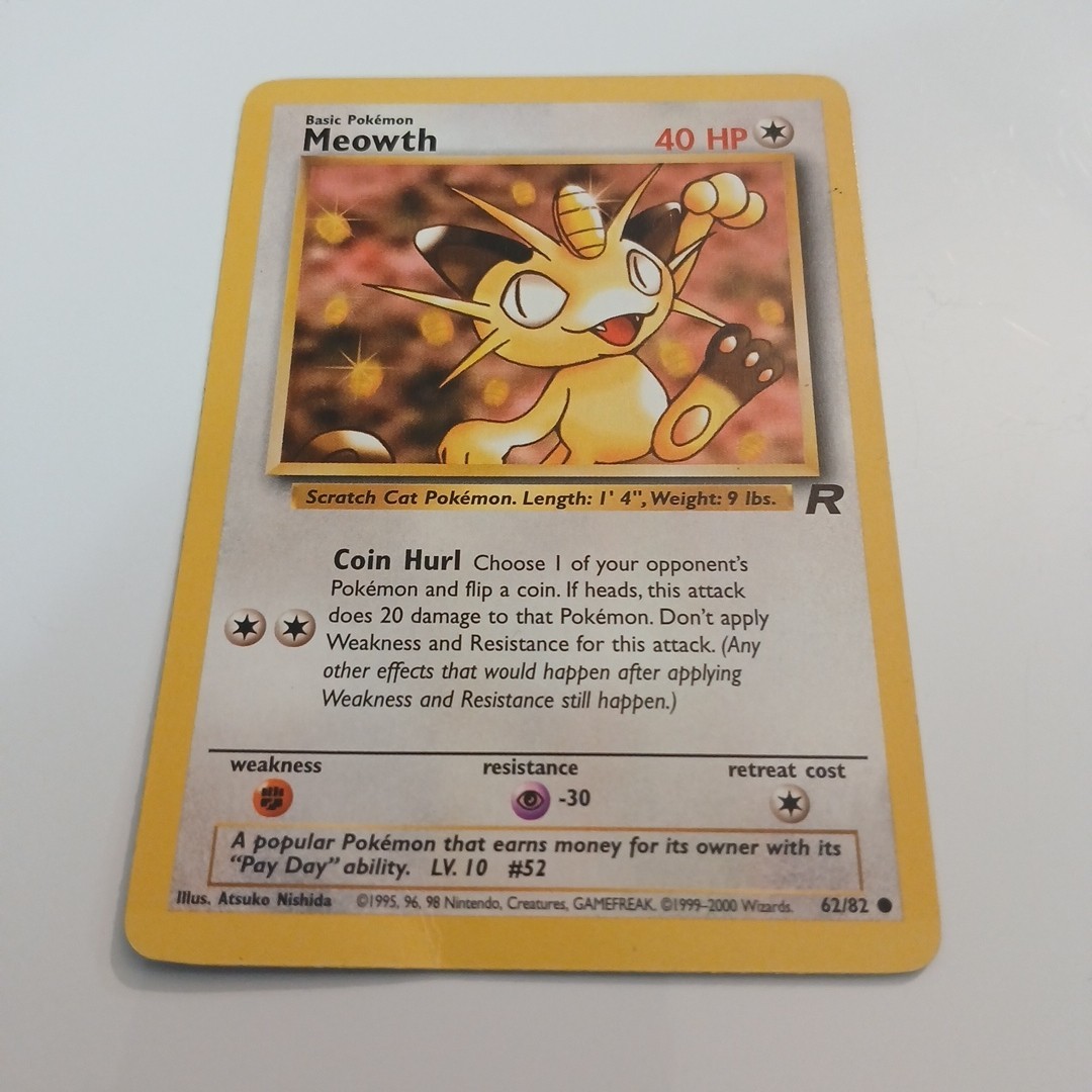 MEOWTH - Team Rocket Set - 62/82 - Common - Pokemon Card - Unlimited - HP