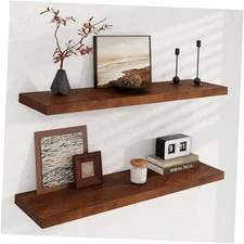  Solid Oak Wood 36" W x 9.3" D, 2-Pack Usa-sourced Oak Wood Dark Finish