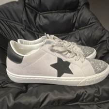 Vintage Havana Women's Sneakers White Silver Black Glitter Star Low Top Lace up
