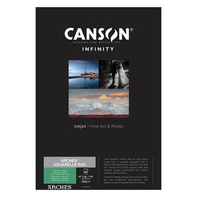 Canson Infinity ARCHES Aquarelle Rag Textured Matte Inkjet Paper, 310gsm, 13x19''