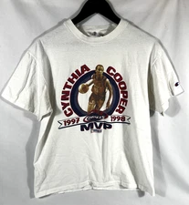 Vtg 90s Champion WNBA T Shirt Cynthia Cooper Large L Houston Comets MVP 97-98