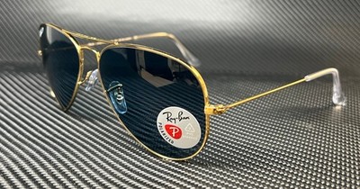 RAY BAN RB3025 9196S2 Gold Aviator 55 mm Unisex Polarized Sunglasses