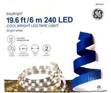GE StayBright 240-Light 19.6-ft Cool White Integrated LED Christmas Tape Lights