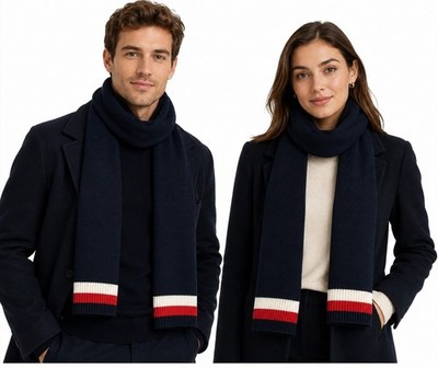Tommy Hilfiger Navy Blue/White/Red Scarf 10X69 inches New without tags Unisex
