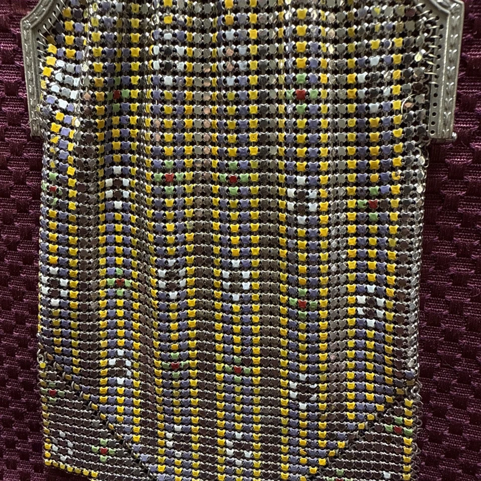 BOLSO DE MALLA WHITING & DAVIS Roaring Twenties, armadura plana esmaltada hermoso color Foto 4 de 4
