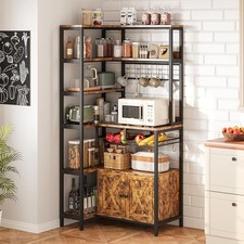  Corner Bakers Rack with Power Outlet, Coffee Bar 6 Tier 23.6"D x 33"W x 66.9"H