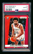 2024-25 PANINI PRIZM DECA AJAY MITCHELL RC RED HOLO OKC THUNDER #020/199 PSA 10!