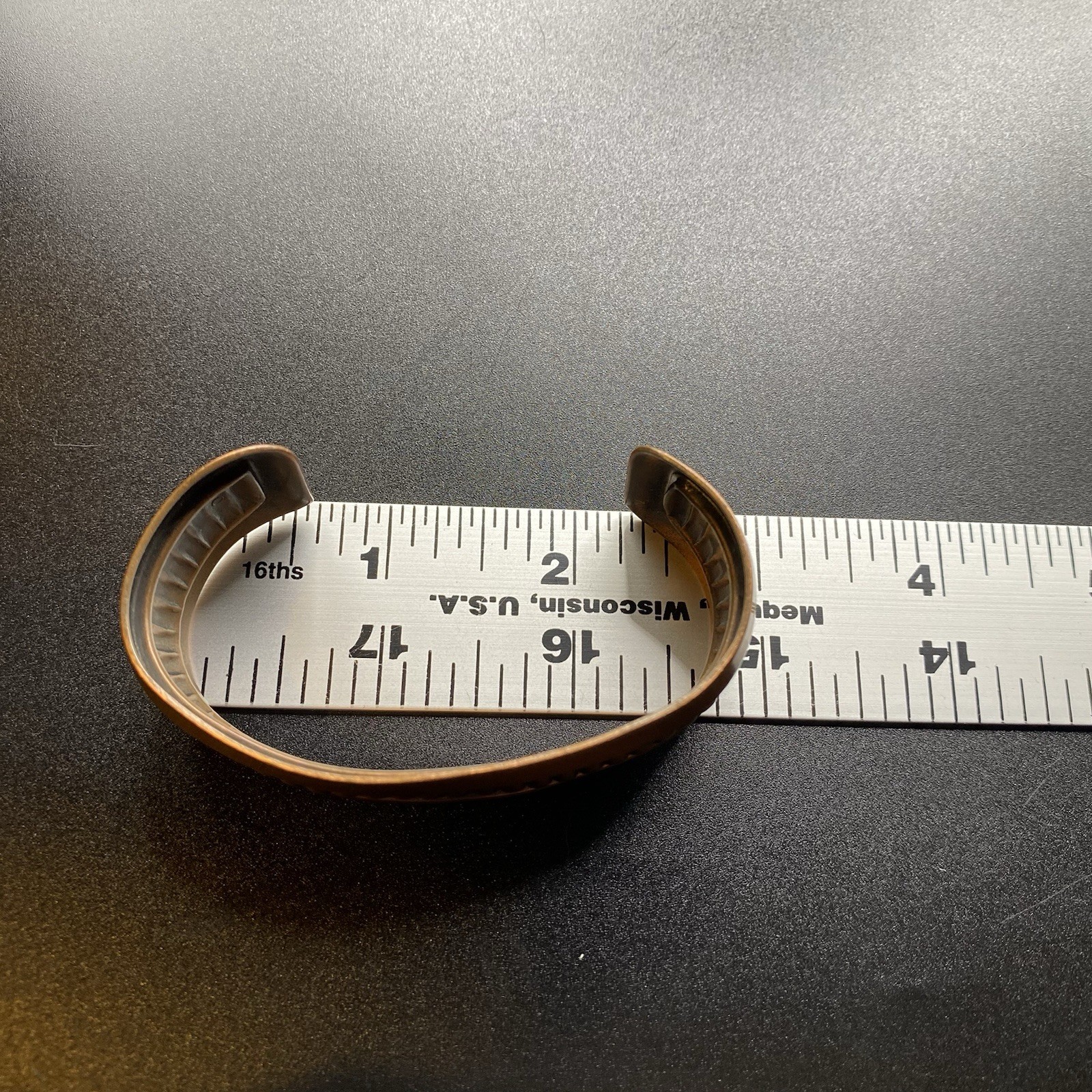 Solid Copper Cuff Bracelet Textured Pressed Metal - image 6