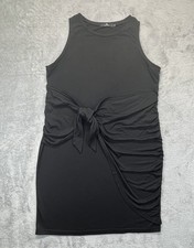 Lillusory Dress Womens XL Black Wrap Sleeveless Classic Knee Length Stretch