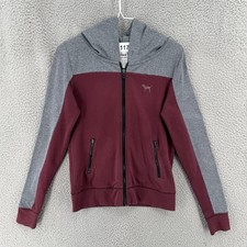 PINK by Victoria s Secret Full Zip Hoodie Sweatshirt Women s XS Red Gray 11782