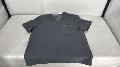 FIGS Leon Three Pocket Scrub Top Men's Size L Large Graphite Gray V-Neck - NEW
