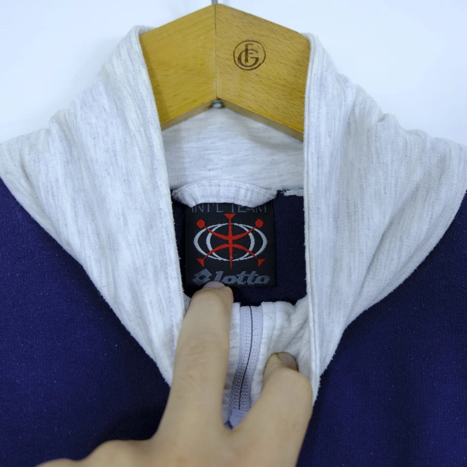 Lotto Vintage Felpa Uomo Taglia L Cotone Sportiva Comodo Casual Colorata Con Zip - Imagen 3 de 4