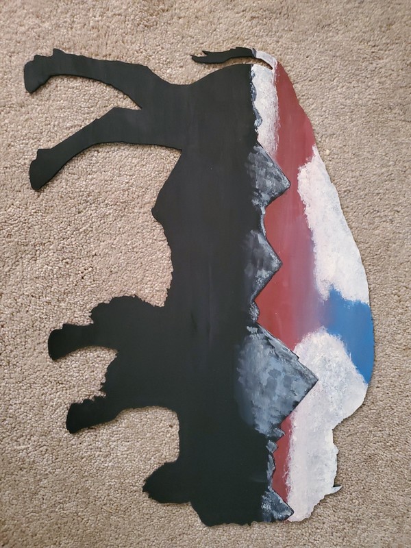 17 inch Hand Painted Mountain Sunset On A Metal Buffalo