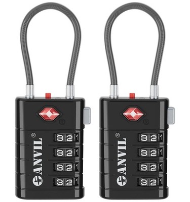 TSA Approved 4-Digit Combination Luggage Locks for Travel Suitcases (2 Pack)