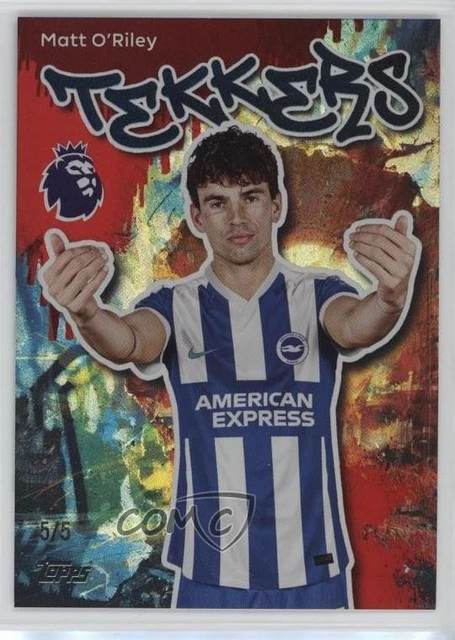 2025 Topps Premier League Tekkers Red Rainbow Foil 5/5 Matt O’Riley #90