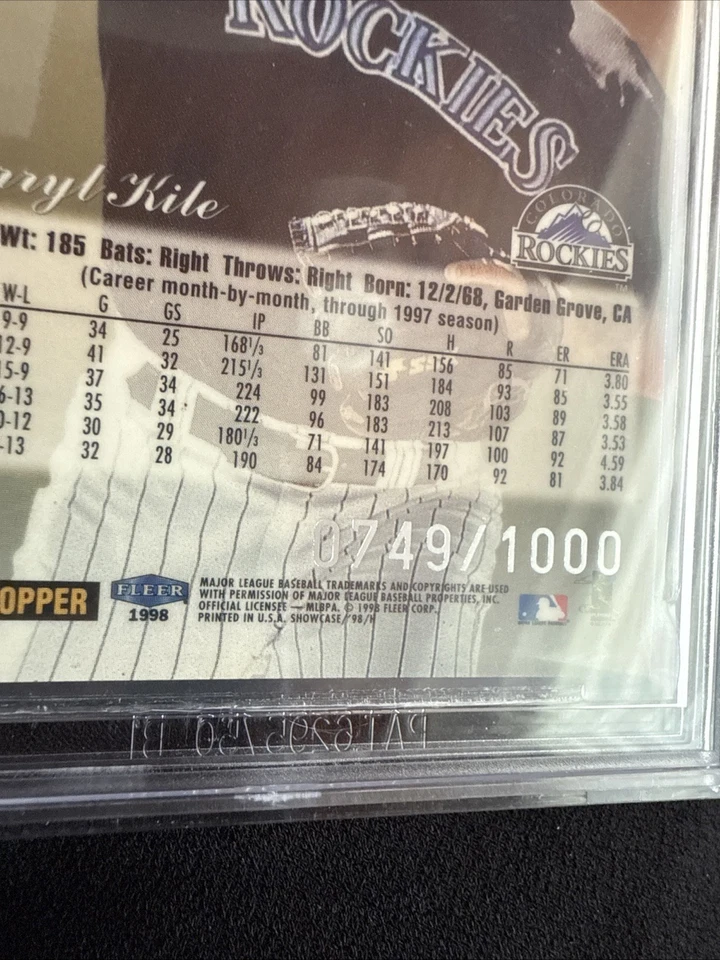 1998 Flair Showcase Row O Sec 2 座 87 Darryl Kile 749/1000 Beckett 9 级 — 第 3/3 张图片