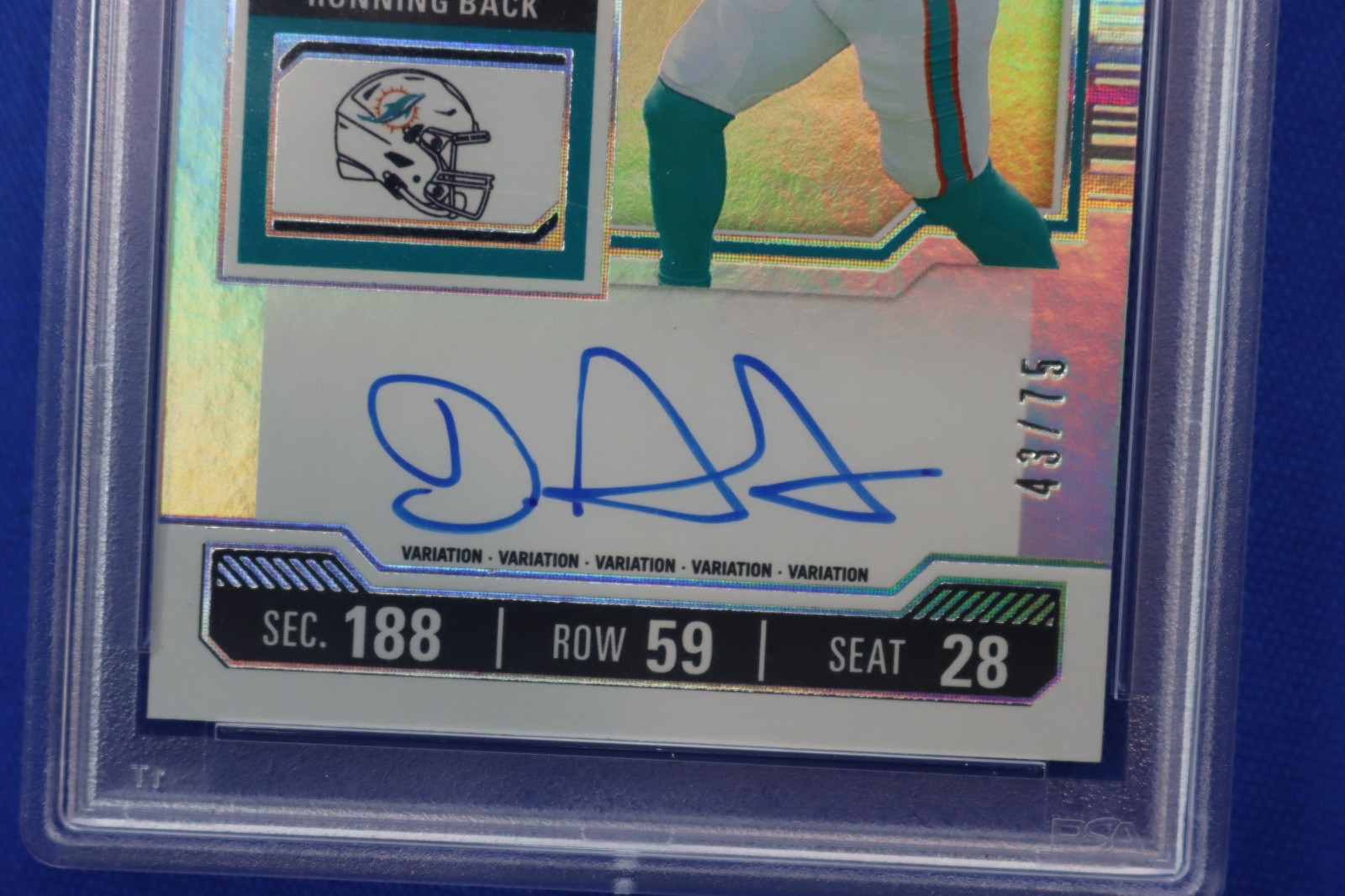 2023 Contenders /75 De'VON ACHANE Autographed Rookie Card #109 PSA GEM MT 10 RC view 4