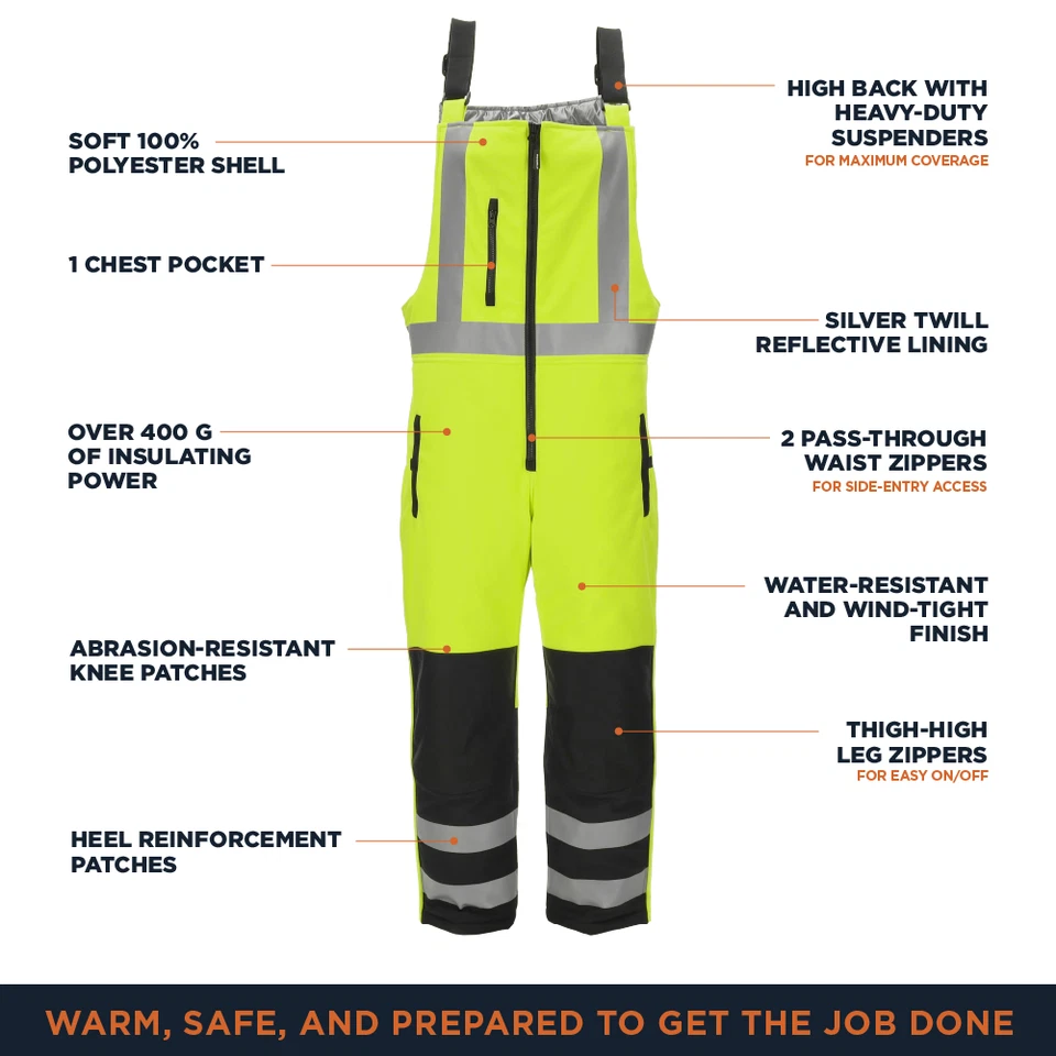 Mono con tirantes alto Softshell aislado HiVis RefrigiWear - reflectante, Foto 3 de 4