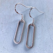 STERLING SILVER SUNDANCE CHARM LINK EARRINGS HANDMADE MINIMALIST ARTISAN JEWELRY