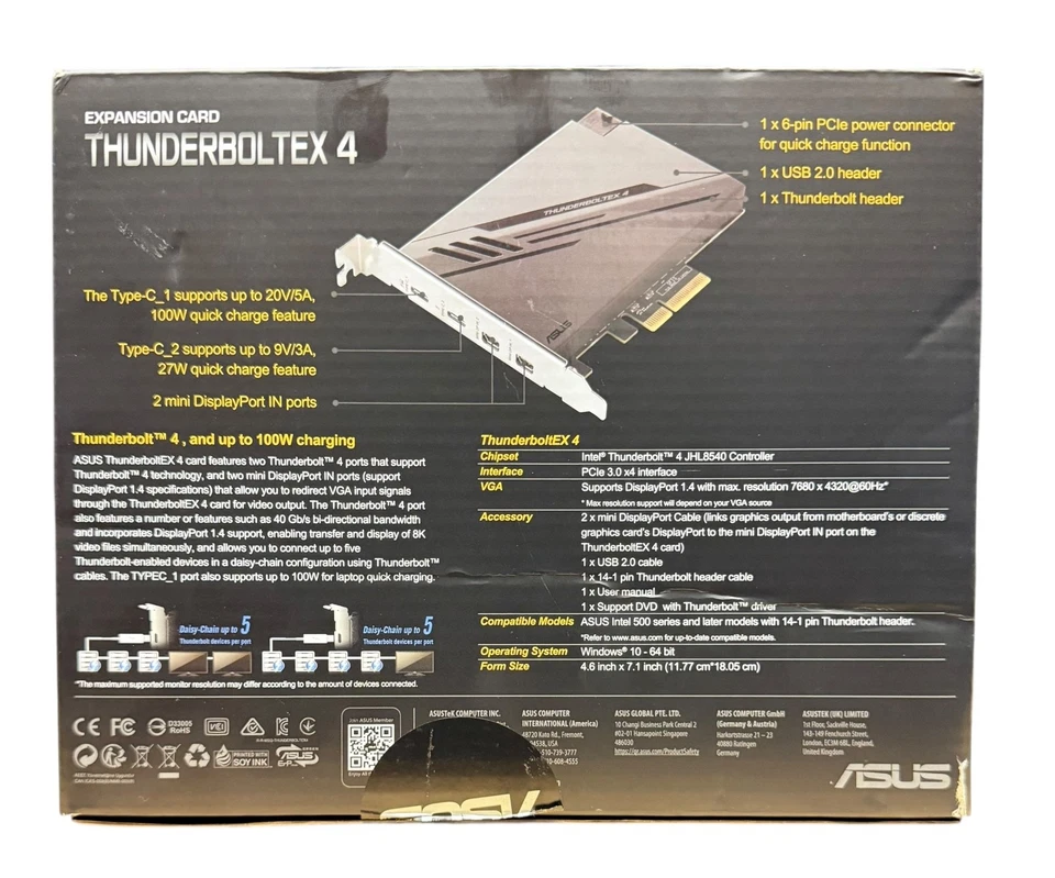 ASUS ThunderboltEX 4 Card with 2 Thunderbolt 4 Ports and DisplayPort 1.4 Support - Image 2 of 4