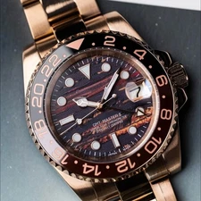 Custom 40mm Rose Gold Polished GMT-style Root Mod | NH34 Auto Sapphire Luxury