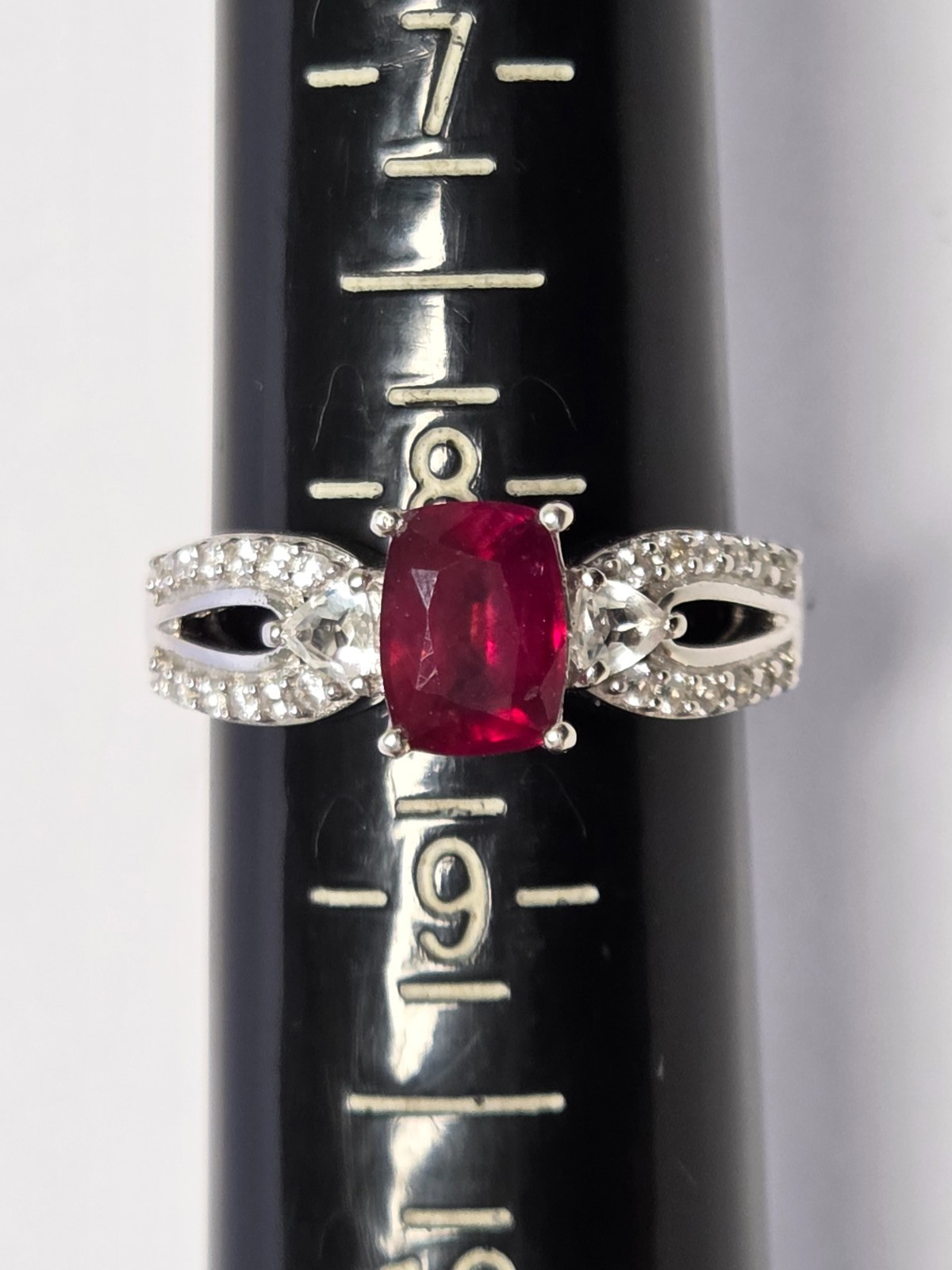 STS Lab-Created Red Ruby 925 Sterling Silver Ring… - image 8