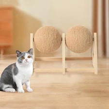 Sisal Cat Scratching Ball Pet Supplies Wooden Exercise Wheel Cat Scratcher
