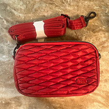 NWT Lug Quilted Red Zip Crossbody Bag Detachable Adjustable Strap Lined Pockets
