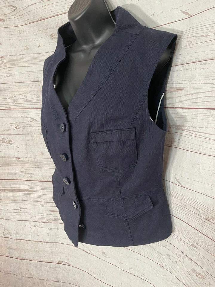 Chaleco Chaleco Mujer Colección Magaschoni Botón Delantero Azul Talla 14 Foto 2 de 4