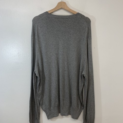 Gap Sweater Men XXL Gray Cotton Cashmere V Neck Preppy Travel Casual Business - Picture 5 of 10