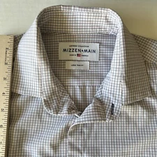 Mizzen + Main Leeward Button Shirt Men's Large Trim Fit White Pink Blue Check