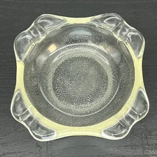 Vintage Cigar Ashtray Glass Heavy Clear Yellow Green Tint 6"-7" Diameter